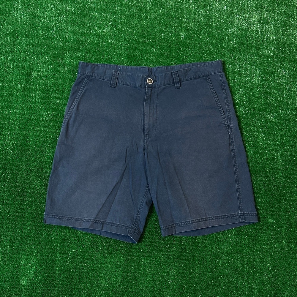 Tommy Bahama Chino Shorts Mens 34 Navy Blue Cotton Lyocell Stretch Marlin